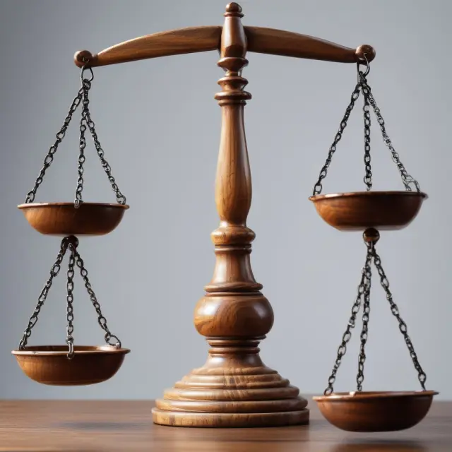 Judge gavel strikes scales, symbolizing contract law