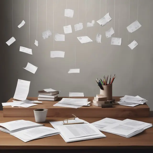 An image of a sturdy wooden table with contracts appearing from the papers on it, symbolizing effective communication and documentation.