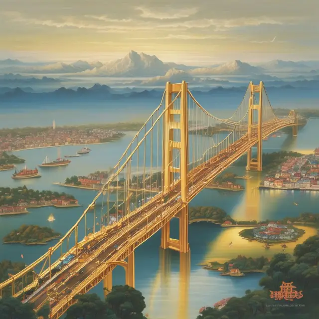 A golden bridge connecting North America and Europe represents the unifying power of Free Trade Agreements in linking markets