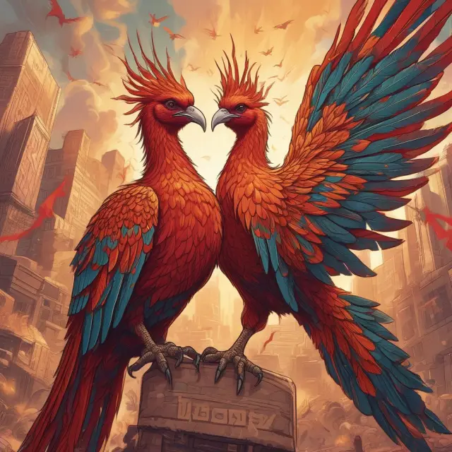 Tariff-protected industrial phoenixes emerging from their protective cocoons, symbolizing the growth of Import Substitution Industrialization (ISI) economies.