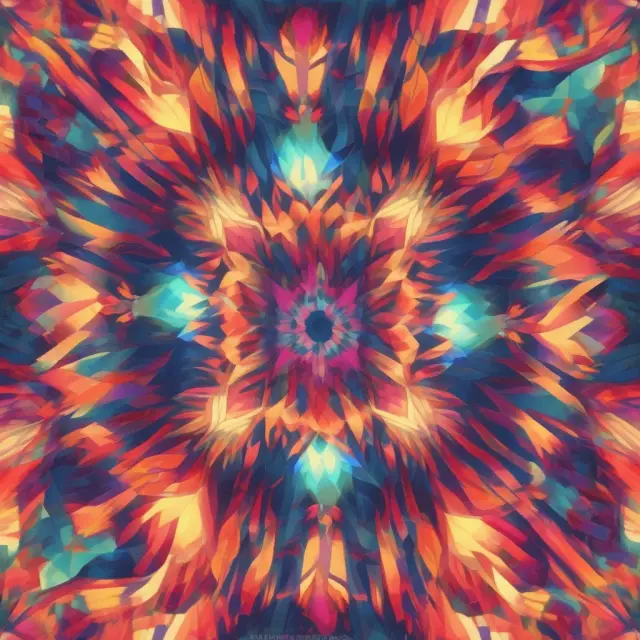 A kaleidoscopic digital image displaying impression statistics as colorful fragments, emphasizing reach and potential ad exposure.