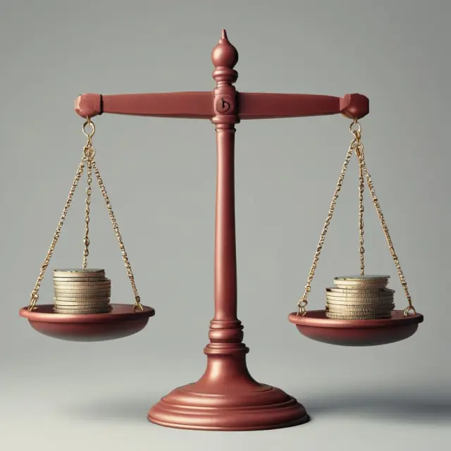 An ornate, ancient scale balanced with gold coins representing imprest funds for effective government financial management
