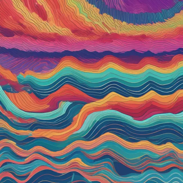 Kaleidoscopic visualization of overlapping impulse waves across multiple time frames, emphasizing enhanced trend identification and informed trading decisions.