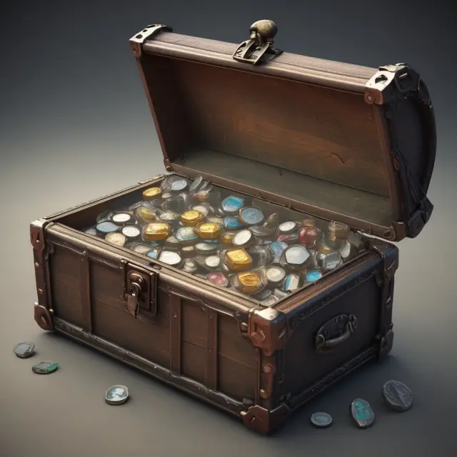 An opaque chest with glowing gems concealed, representing the intangible value of imputed costs