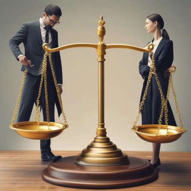 An investor balances golden scales with intangible assets like a patent and tangible assets like gold, demonstrating the importance of imputed values in financial analysis.
