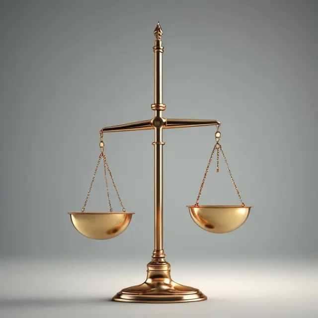 A golden scale with one pan holding an hourglass symbolizing time and the other representing actual interest expenses. Above, an ascending chart illustrates imputed interest income.