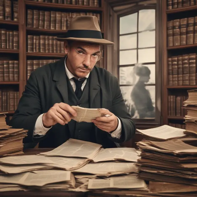Detective unearthing property title secrets, safeguarding homebuyers from hidden issues.