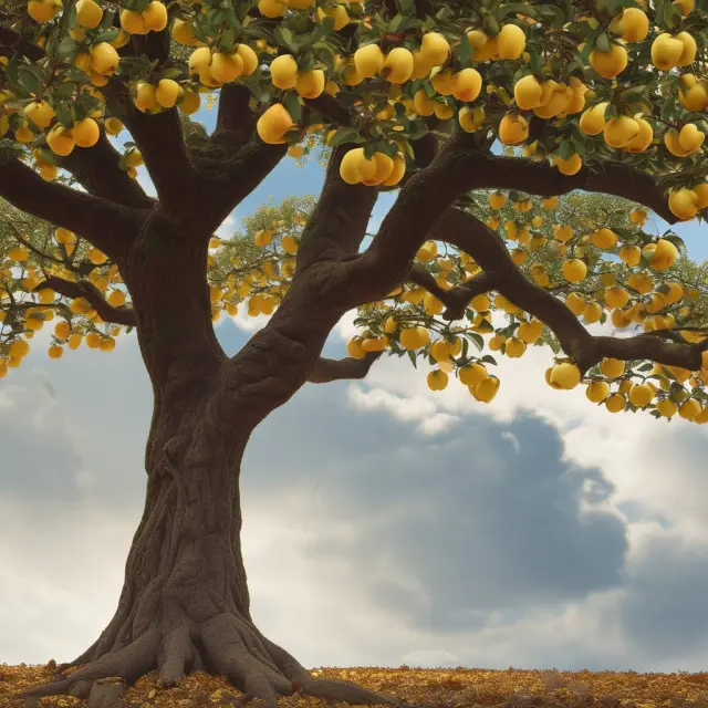 Tree with golden apples symbolizing tax benefits and deferred liabilities in in specie transactions