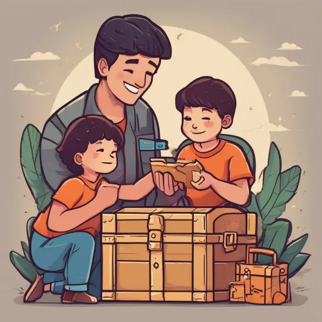 A parent and child sit together, monitoring digital keys and locks to secure their in-app purchases against unauthorized access