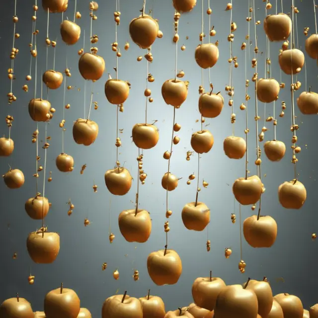 Golden apples representing per capita income falling upon a US population chart