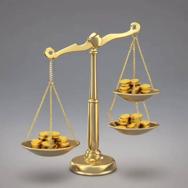 Golden scales balancing income between reporting periods, symbolizing consistent financial performance.