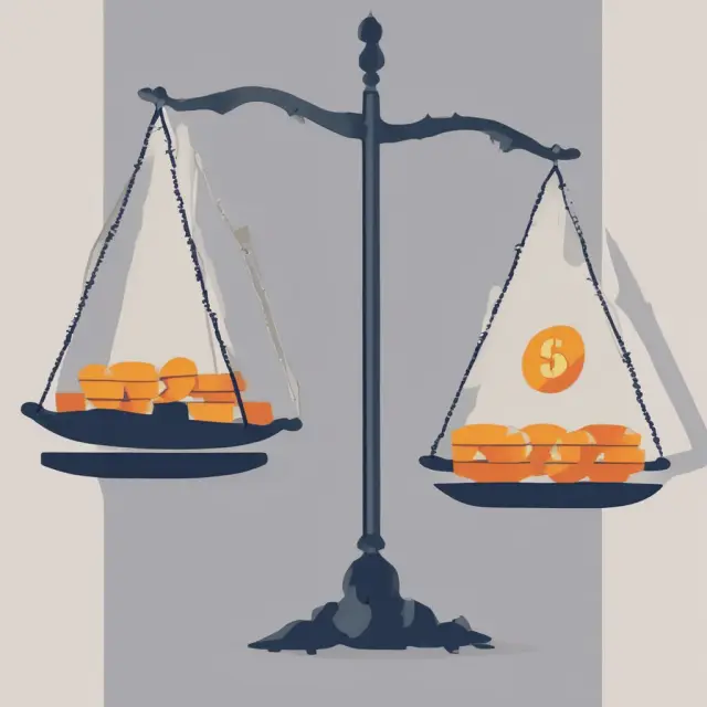Scales with weights representing taxes savings from income smoothing on one side and long-term investment opportunities on the other, symbolizing the trade-off between benefits and risks.