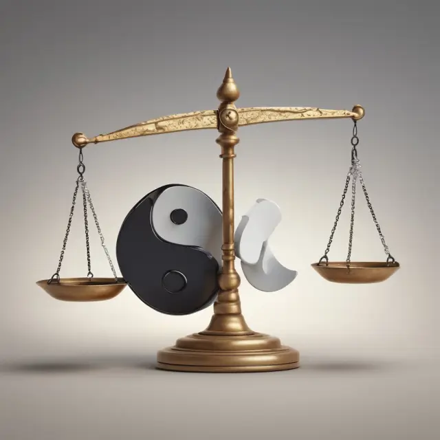 Two yin-yang scales representing GAAP income and taxable income in balance