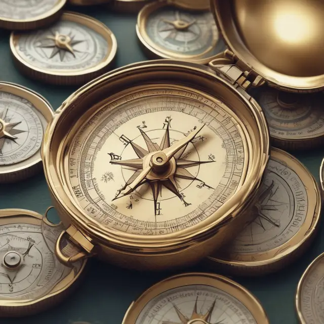 Golden compass on a beach symbolizing retirement, directing towards income annuity features and benefits