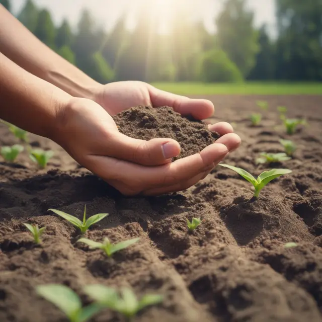 An investor planting seeds in a lush garden, symbolizing the potential growth from investing in income properties.