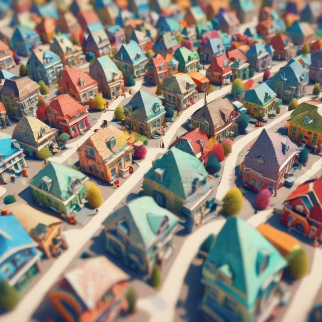 Image of various income property types - commercial and residential, owner-occupied and non-owner-occupied - forming a colorful mosaic