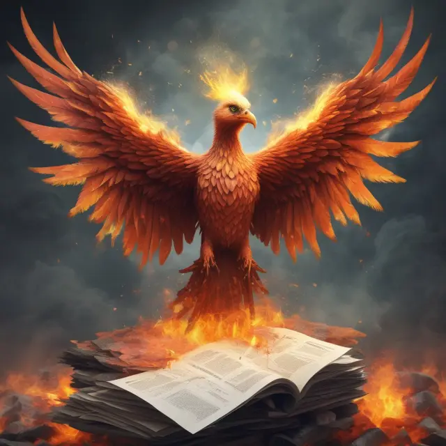 Phoenix bird rises, releasing tax documents and forms to represent Income in Respect of a Decedent (IRD) filing process.