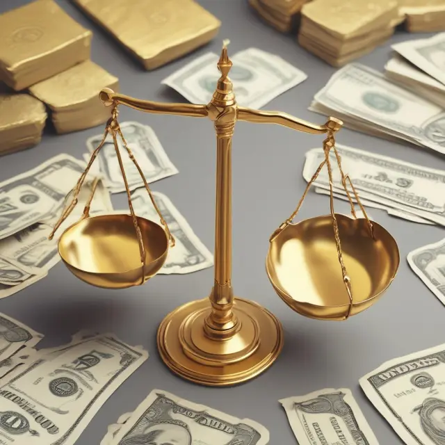 A golden scale balancing luxury goods (high IED), normal goods (positive IED), and essentials (zero or low IED).