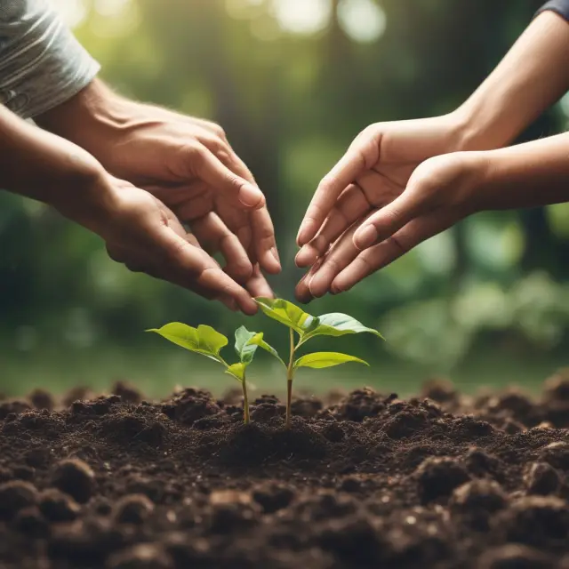 A pair of hands tending to a flourishing garden: income and growth stocks grow side by side, representing diverse investment strategies for institutional portfolios