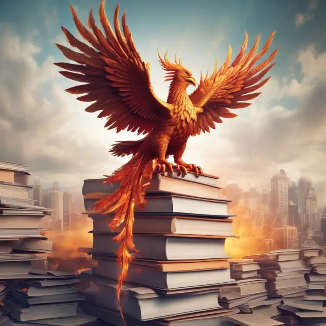 Phoenix symbolically rising from a pile of policy applications, illustrating consumer protection and the benefits of incontestability clauses in life insurance