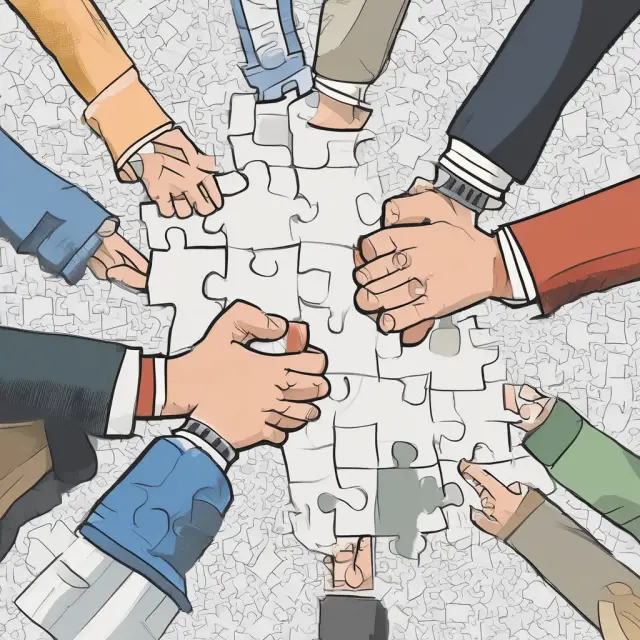 A person piecing together a jigsaw puzzle representing bylaws, with each piece symbolizing an essential aspect of corporate governance
