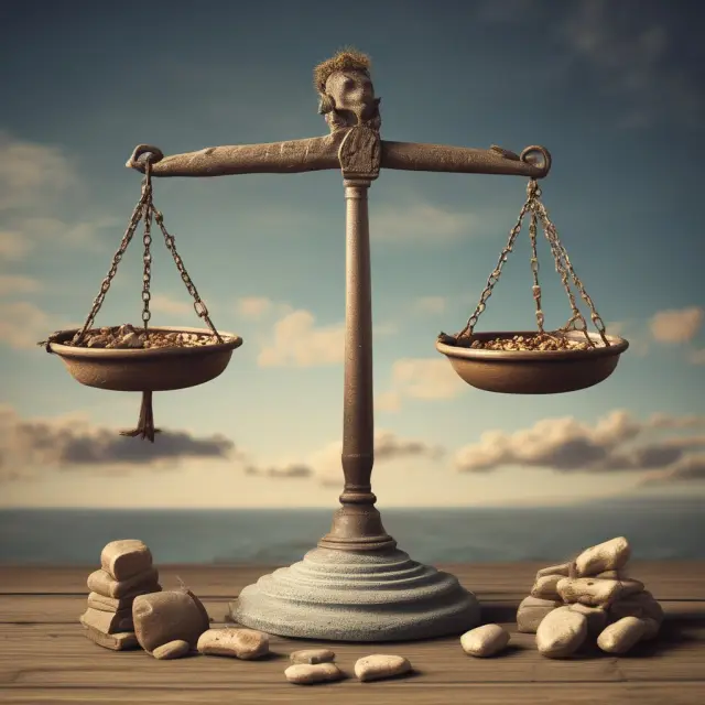 An old balance scale with debt anchors and equity feathers, illustrating the assessment of incremental costs in capital budgeting decisions.