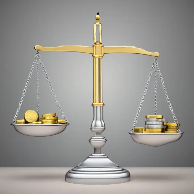 Visualization of incremental cost analysis: Gold coins signifying costs, Silver coins illustrating revenues. Balance represents informed business decisions.