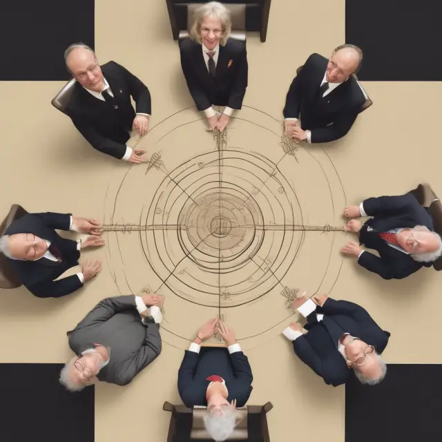 A parchment displaying the names of current officers and directors in a circle, symbolizing trust and authenticity.
