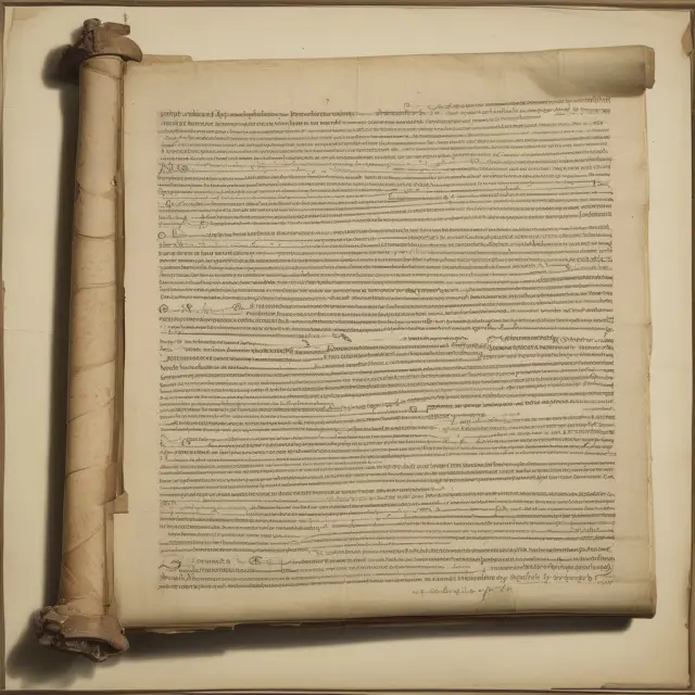 An ancient scroll illustrating indemnity in insurance contracts. Unrolling, the text covers periods of indemnity, letter of indemnity, and common types of indemnity insurance.