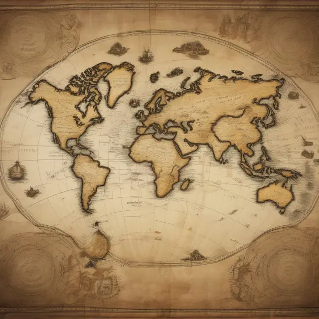 Map illustrating international indemnity payments with gold coin trails
