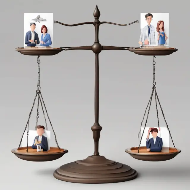 A professional, represented as a balanced figure, holds scales labeled 