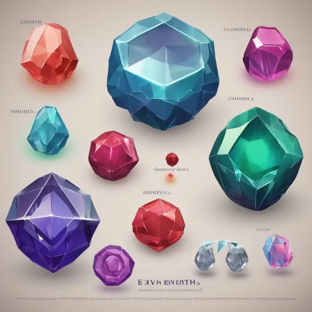 Crystal structure of six different gemstones representing various credit indenture clauses: Closed-end, Open-End, Subordinated, Callable, Convertible, and Non-Convertible.