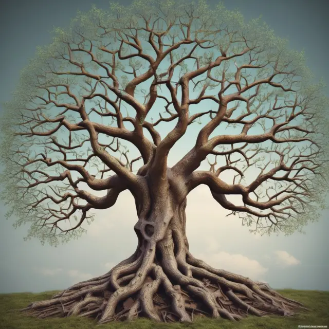 A tree with branches illustrating real estate, credit offerings, and bankruptcy proceedings, each adorned with an indenture symbolizing the terms and conditions of these financial transactions.