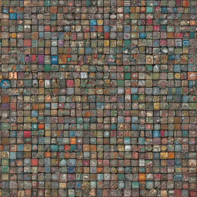 Mosaic of various stocks, bonds, and other securities representing a well-diversified index investment strategy