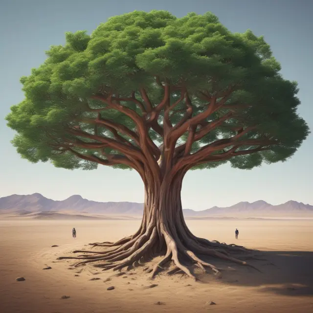 Image showing John Bogle introducing the Vanguard Index Fund, symbolized by a tree that remains steadfast and everlasting in growth.