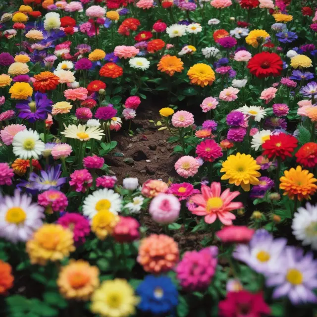 An image of a beautiful garden filled with various flowers, each representing an index fund blooming from a solitary seed, symbolizing the passive growth and diversification offered by index funds.