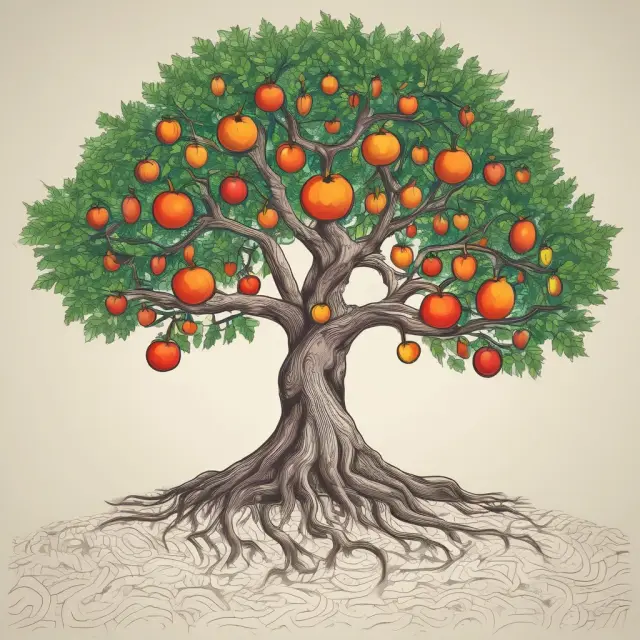 Tree growing interconnected indexes symbolizing economic and financial indicators