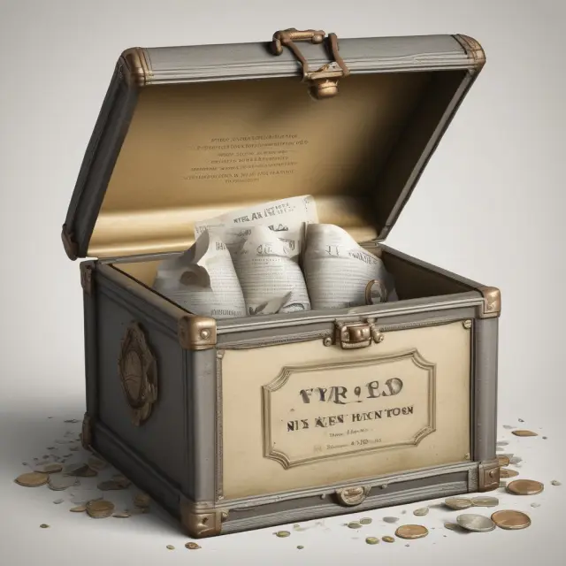 Opening time capsule revealing historical index-linked bonds, shielded by a protective hand against inflation