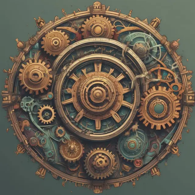 Image of an ornate kaleidoscope with gears representing volatility, interest rates, dividends, time, and supply/demand influencing index options