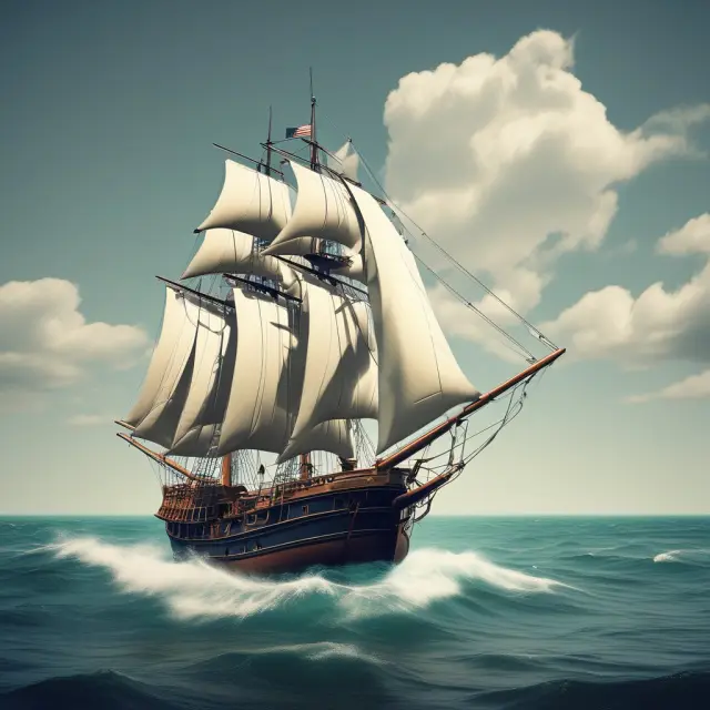 An image of a call option contract floating on water, with an anchor symbolizing risk and a sail symbolizing opportunity, near a dynamic stock market index