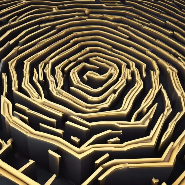 An image of golden call and put options intertwining in a chaotic yet intricate maze, representing various index option strategies like straddles, strangles, and spreads