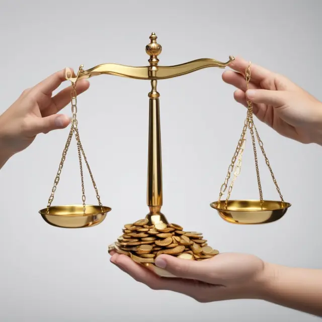 Two hands exchanging gold coins: one hand receiving a larger coin (premium), while the other gives a smaller one (discount), representing investors balancing intraday pricing in the financial market.