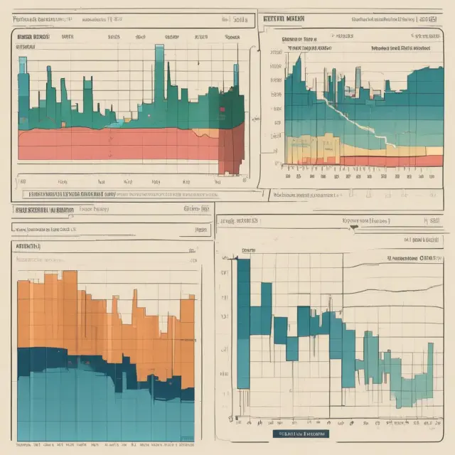 A balanced scale with leading, lagging, and coincident economic indicators represented as interconnected bars.