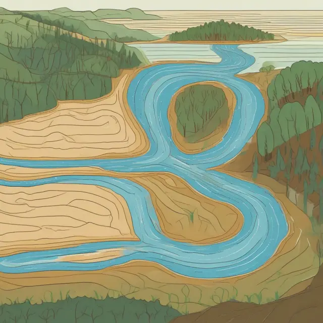 Visualization of two interconnected rivers symbolizing different goods forming indifference curves