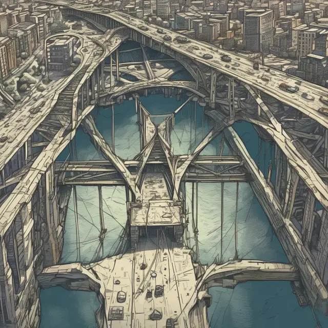 An intermediary, represented as a sturdy bridge, connecting a borrower to a pool of favorable loan options
