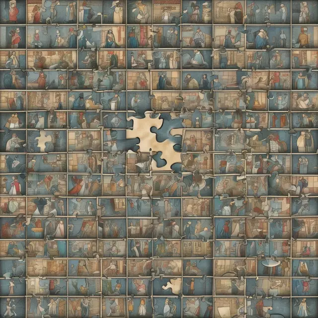 A collage of interconnected puzzle pieces representing dealers, lenders, and borrowers, illustrating the role of intermediaries in facilitating indirect loans.