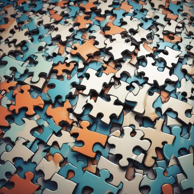 Intermediaries arranging puzzle pieces of indirect loans on a table, symbolizing the intricacies of financial transactions