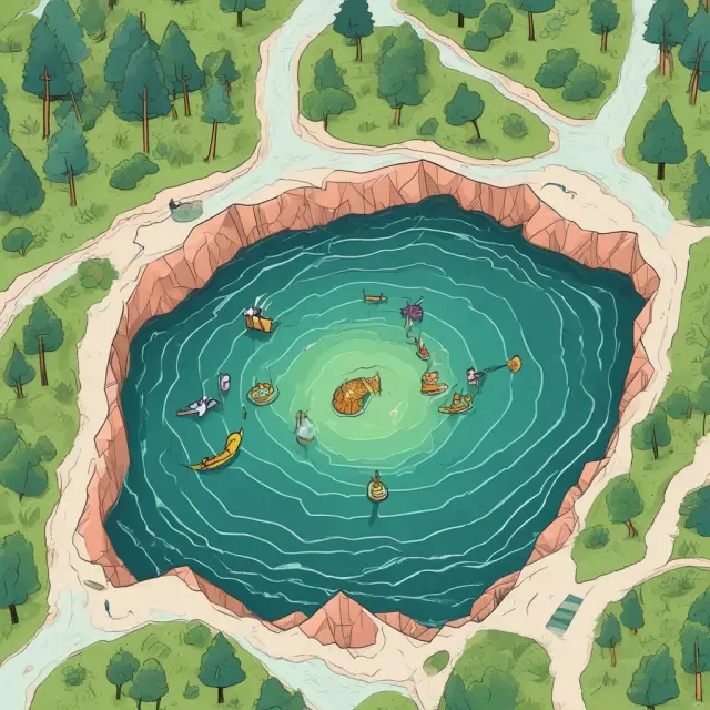 A metaphorical image of two converging rivers representing the indirect and direct methods coming together to create a clear pond, illustrating accurate financial reporting.
