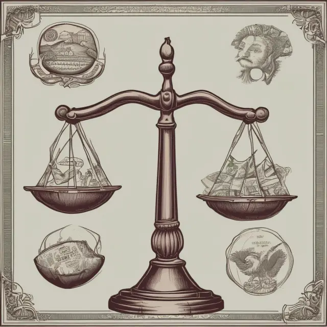 Balanced scales displaying currencies, symbolizing the advantages and disadvantages of using indirect quotes in foreign exchange markets.