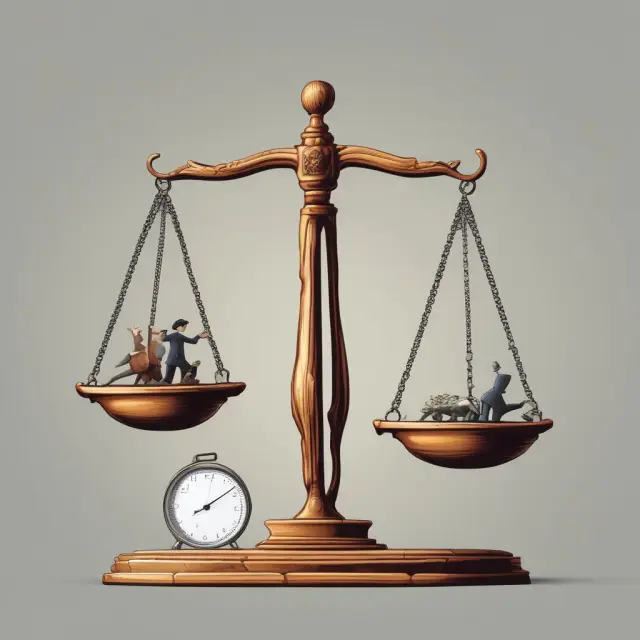 An unbalanced scale with a taxman and people illustrating disproportionate burden of indirect taxes.